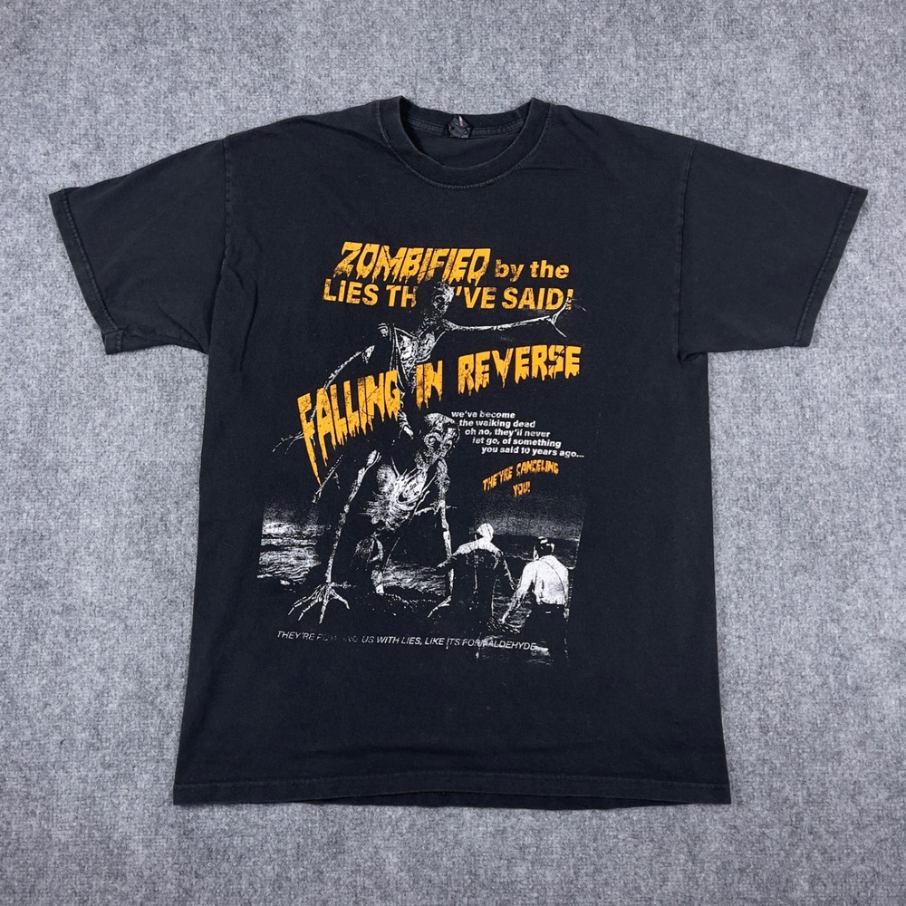 Falling In Reverse T-Shirt Mens Large Black Zombified Graphic Band Tee